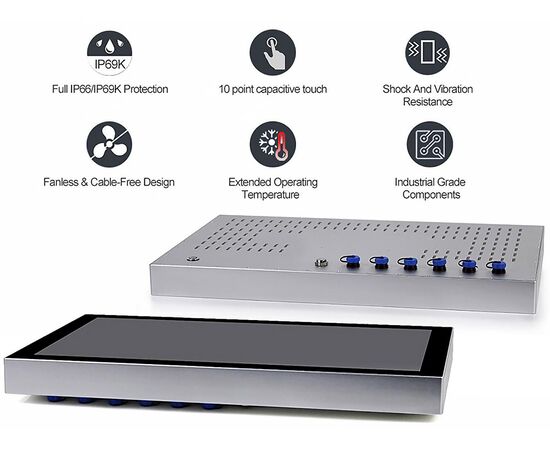 Панельный компьютер 21.5" Full IP66/69K с Core i3-1215U, 2×USB, 1×COM, 2×LAN и мультисенсорным экраном, фото 6  – ТА