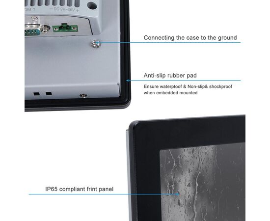 Промышленный панельный компьютер 12.1" с Celeron J6412, 4×USB, 2×RS-232/422/485, 3×2.5GbE LAN, резистивный сенсор, Диагональ экрана: 12.1", Соотношение сторон: 4:3, Сенсорный экран: резистивный, Установленный CPU: Celeron J6412, Материал передней рамки: алюминий анодир., фото 6  – ТА