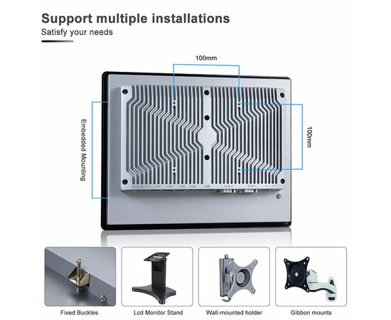 Промышленный панельный компьютер 12.1" с Celeron J6412, 4×USB, 2×RS-232/422/485, 3×2.5GbE LAN, резистивный сенсор, Диагональ экрана: 12.1", Соотношение сторон: 4:3, Сенсорный экран: резистивный, Установленный CPU: Celeron J6412, Материал передней рамки: алюминий анодир., фото 7  – ТА