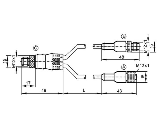 Y-разветвитель M12 "мама" (8 pin) → 2×M12 "папа" (4/2 pin), фото 4  – ТА