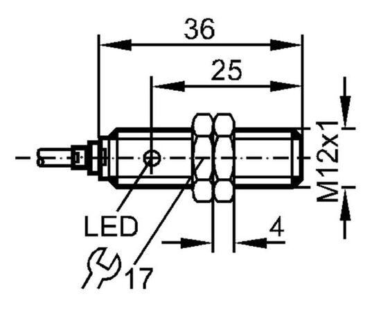 Индуктивный датчик M12×36 (Sn=2 мм), PNP "НО", кабель 2 м, фото 3  – ТА