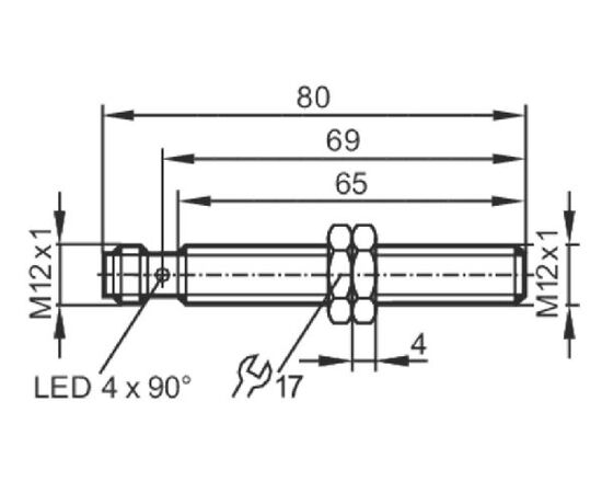Индуктивный датчик M12×83 (Sn=2 мм), PNP "НЗ", разъем M12, фото 4  – ТА