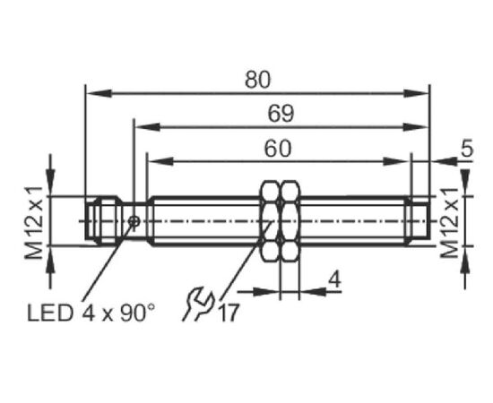Индуктивный датчик M12×83 (Sn=4 мм), PNP "НЗ", разъем M12, фото 4  – ТА