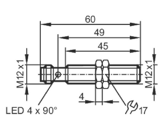 Индуктивный датчик M12×59 (Sn=2 мм), PNP "НО", разъем M12, фото 5  – ТА
