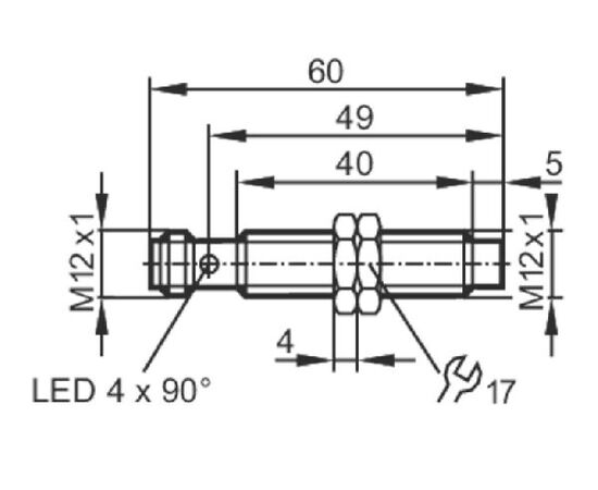 Индуктивный датчик M12×60 (Sn=4 мм), PNP "НО", разъем M12, фото 4  – ТА