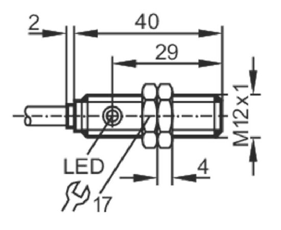 Индуктивный датчик M12×42 (Sn=4 мм), 2-пров. DC "НО", кабель 2 м, фото 3  – ТА