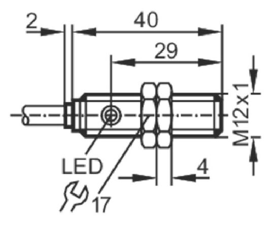 Индуктивный датчик M12×42 (Sn=2 мм), 2-пров. DC "НО", кабель 2 м, фото 3  – ТА
