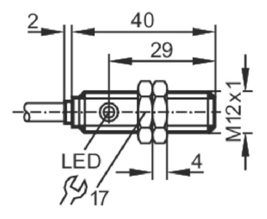 Индуктивный датчик M12×42 (Sn=2 мм), 2-пров. DC "НО", кабель 2 м, фото 3  – ТА