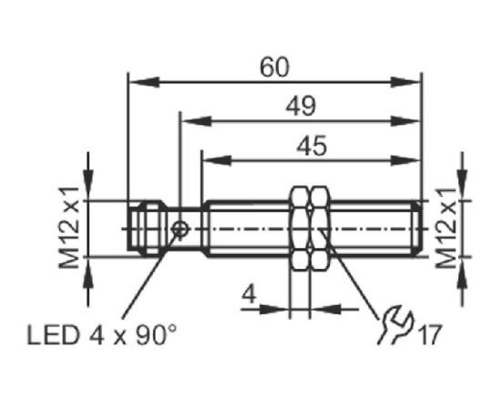 Индуктивный датчик M12×60 (Sn=4 мм), PNP "НО", разъем M12, фото 4  – ТА