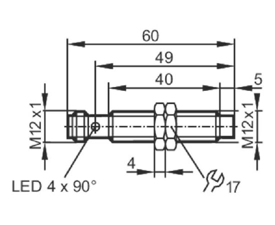 Индуктивный датчик M12×60 (Sn=7 мм), PNP "НО", разъем M12, фото 4  – ТА