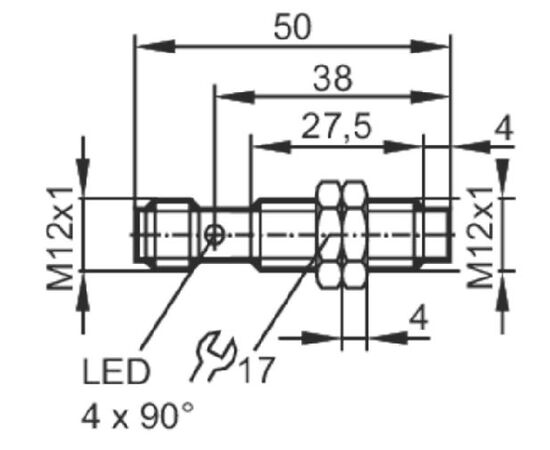 Индуктивный датчик M12×50 (Sn=4 мм), PNP "НО", разъем M12, фото 5  – ТА