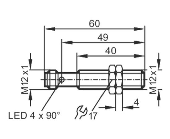 Индуктивный датчик M12×60 (Sn=4 мм), 2-пров. DC "НО/НЗ", разъем M12, фото 5  – ТА