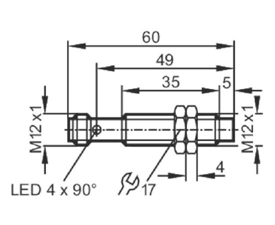 Индуктивный датчик M12×60 (Sn=7 мм), 2-пров. DC "НО/НЗ", разъем M12, фото 5  – ТА
