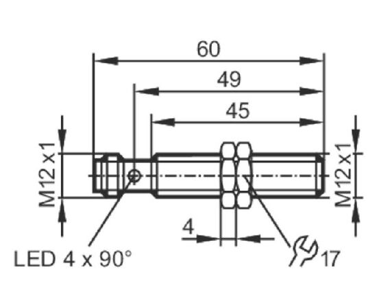 Индуктивный датчик M12×60 (Sn=2 мм), PNP "НО", разъем M12, фото 4  – ТА