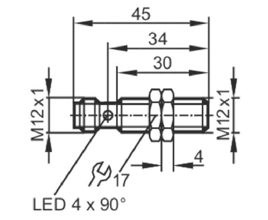 Индуктивный датчик M12×45 (Sn=2 мм), PNP "НО", разъем M12, фото 5  – ТА