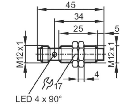 Индуктивный датчик M12×45 (Sn=4 мм), PNP "НО", разъем M12, фото 5  – ТА
