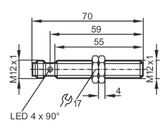 Индуктивный датчик M12×70 (Sn=2 мм), PNP "НО", разъем M12, фото 4  – ТА