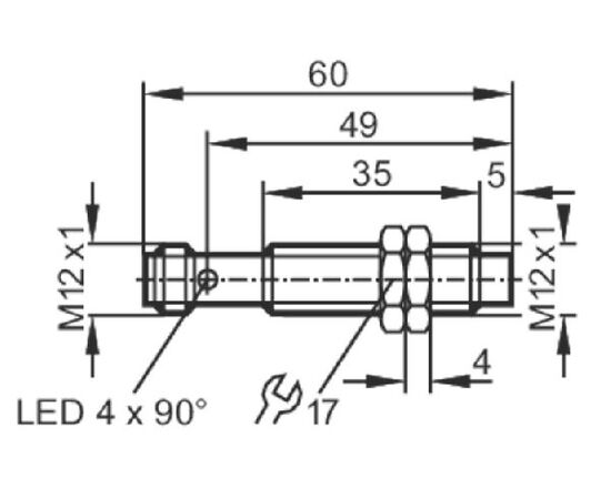 Индуктивный датчик M12×60 (Sn=7 мм), 2-пров. DC "НО/НЗ", разъем M12, фото 5  – ТА