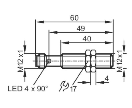 Индуктивный датчик M12×60 (Sn=4 мм), AS-i, разъем M12, фото 4  – ТА
