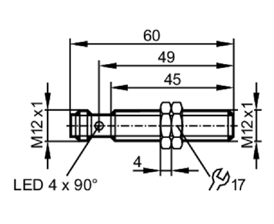 Индуктивный датчик M12×60 (Sn=4 мм), PNP/NPN "НО/НЗ", разъем M12, фото 4  – ТА