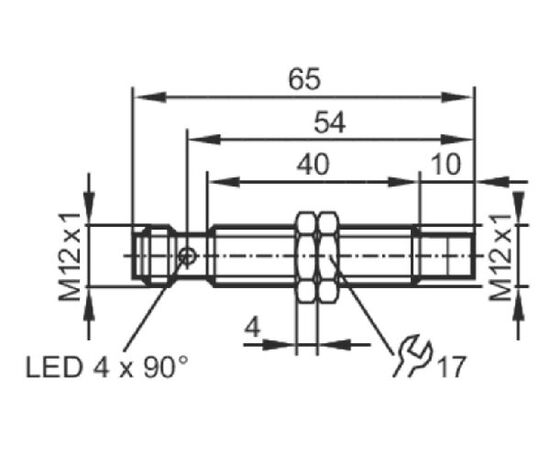 Индуктивный датчик M12×65 (Sn=8 мм), PNP "НО", разъем M12, фото 4  – ТА