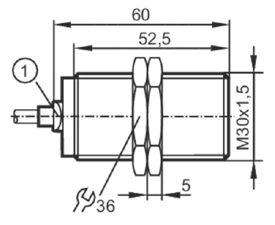 Индуктивный датчик M30×60 (Sn=15 мм), PNP "НО", 24 VDC, кабель 2 м PUR, фото 4  – ТА
