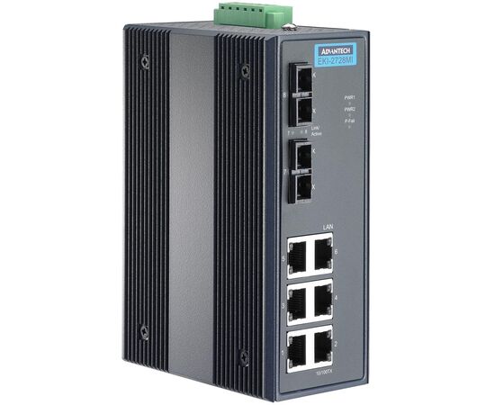 Коммутатор 6×Gigabit TX + 2×Gigabit LX SM 10км SC, −10…+60°С, Порты Gigabit TX: 6, Порты Gigabit оптика: Single-mode LX (2 порта), Дальность передачи SX/LX/BX: 10 км, Оптические разъемы SX/LX/BX: SC, Рабочая температура: -40…+75°C, фото 3  – ТА