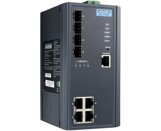 Промышленный управляемый L2 коммутатор: 4×Gigabit TX + 4×Gigabit SFP, −40…+75°С, Порты 10/100Base-TX: −, Порты Gigabit TX: 4, Порты Gigabit оптика: Gigabit SFP (4 порта), Рабочая температура: -40…+75°C, фото 3  – ТА