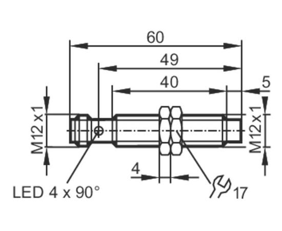 Измерительный датчик M12×60 (0,7…7 мм), PNP/NPN "НО/НЗ"+IO-Link, разъем M12, фото 4  – ТА