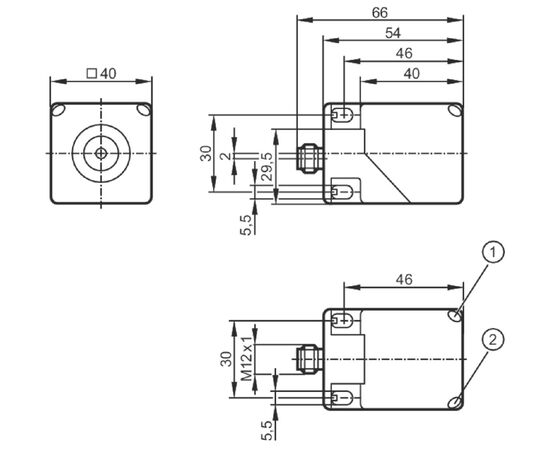 Индуктивный датчик 40×40×54 (Sn=40 мм), PNP "НО", разъем M12, фото 4  – ТА