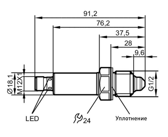 LMC100, датчик предельного уровня с G½, зонд 10 мм, настройка на воду, фото 5  – ТА