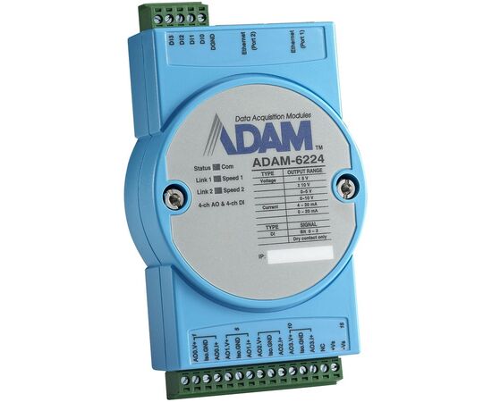 8-канальный программируемый модуль ввода-вывода c Modbus/TCP: 4×AO, 4×DI (сухой контакт) (2×LAN), фото 3  – ТА