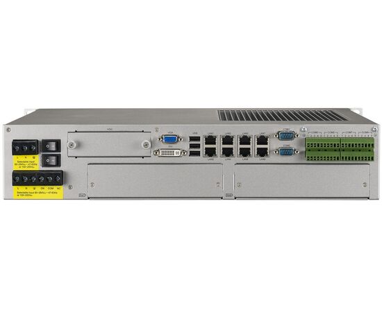 19" (2U) безвентиляторный компьютер IEC61850 с Xeon E3-1505L, 32GB ОЗУ, 10×COM, 8×LAN, питание 220 ВAC/DC, 2 слота ECUP, Вход: 220 VAC/VDC, Установленный CPU: Intel Xeon E3-1505LV6 2.2 ГГц, Установленное ОЗУ: 32 GB, Модификация: со слотами расширения, фото 3  – ТА