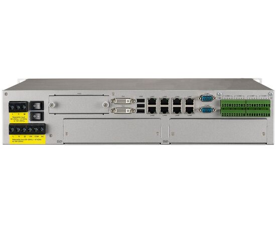 19" (2U) безвентиляторный компьютер IEC61850 с Xeon E-2276ML (Gen.9), 64GB ОЗУ, 10×COM, 8×LAN, питание 220 ВAC/DC, 2 слота ECUP, Вход: 220 VAC/VDC, Установленный CPU: Intel Xeon E-2276ML 2.0/4.2 ГГц, Установленное ОЗУ: 64 GB, Модификация: со слотами расширения, фото 3  – ТА