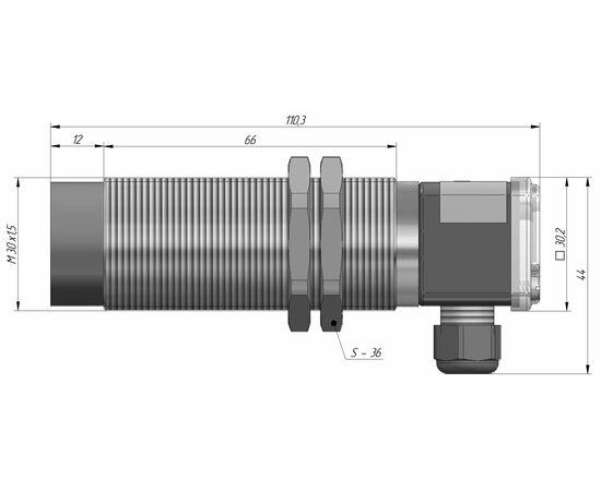 Индуктивный датчик M30×110 (Sn=15 мм), 2-пров. "НО", 20…250 VAC, клеммник, Тип напряжения: AC, Монтажное исполнение: неутапливаемое, Функция выхода: НО, Электрическое исполнение: 2 wire, Защита выхода: отсутствует, Модификация: стандарт, Электрическое подключение: клеммник, фото 4  – ТА