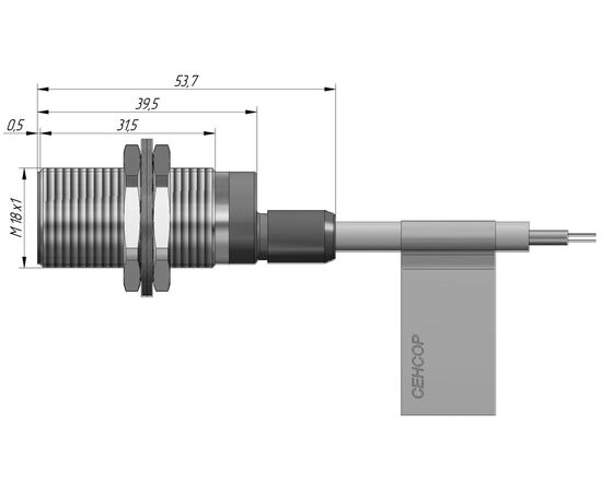 Индуктивный датчик M18×40 (Sn=5 мм), NPN "НО", 24 VDC, кабель 2 м, Монтажное исполнение: утапливаемое, Функция выхода: НО, Электрическое исполнение: NPN, Модификация: стандарт, Электрическое подключение: кабель, фото 4  – ТА