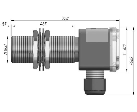 Индуктивный датчик M18×73 (Sn=5 мм), PNP "ИЛИ", 24 VDC, клеммник, Монтажное исполнение: утапливаемое, Функция выхода: НО+НЗ, Электрическое исполнение: PNP, Модификация: стандарт, Электрическое подключение: клеммник, фото 4  – ТА