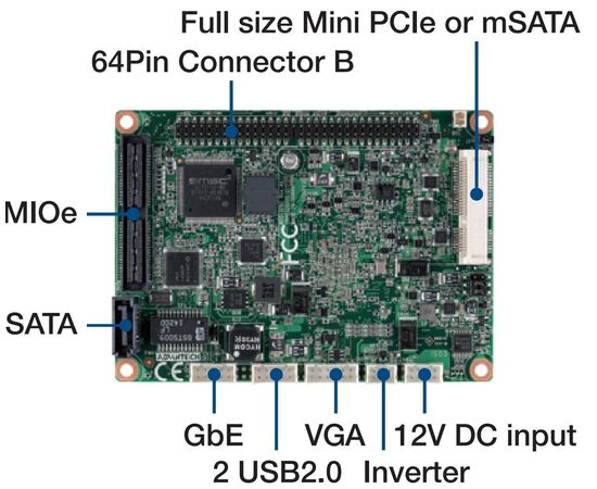 Одноплатный компьютер MI/O-Ultra с Celeron N2930, без RAM, дискр.разъемы, 0…+60°С, Установленный CPU: Celeron N2930, Установленное ОЗУ: нет, Модификация: порты на разъемах, Рабочая температура: 0…+60°C, фото 3  – ТА