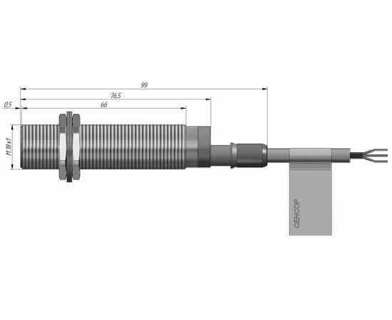 Индуктивный датчик M18×77 (Sn=5 мм), 2-пров. AC/DC "НЗ", 20…250 VAC/DC, кабель 2 м со штуцером, Тип напряжения: AC или DC, Монтажное исполнение: утапливаемое, Функция выхода: НЗ, Электрическое исполнение: 2 wire, Модификация: стандарт, Электрическое подключение: кабель со штуцером, фото 4  – ТА