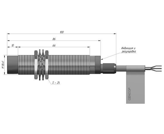 Индуктивный датчик M18×86 (Sn=8 мм), 2-пров. AC/DC "НЗ", 20…250 VAC/DC, кабель 2 м, Тип напряжения: AC или DC, Монтажное исполнение: неутапливаемое, Функция выхода: НЗ, Электрическое исполнение: 2 wire, Модификация: стандарт, Электрическое подключение: кабель, фото 4  – ТА