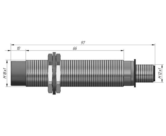 Индуктивный датчик M18×97 (Sn=8 мм), NPN "ИЛИ", 24 VDC, разъем M12, Тип напряжения: DC, Монтажное исполнение: неутапливаемое, Функция выхода: НО+НЗ, Электрическое исполнение: NPN, Модификация: стандарт, Электрическое подключение: разъем M12, фото 4  – ТА