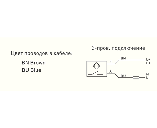 Индуктивный датчик высокотемпературный Ø34×81 (Sn=20 мм), 2-пров. AC/DC "НО", 20…250 VAC/DC, −25…+120°C, кабель 2 м, штуцер, Тип напряжения: AC или DC, Функция выхода: НО, Модификация: стандарт, Электрическое подключение: кабель со штуцером, Длина кабеля: 2 м, Рабочая температура: -25…+120°C, фото 3  – ТА