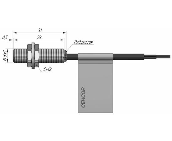 Индуктивный датчик M8×31 (Sn=1.5 мм), NPN "НО", 24 VDC, кабель 2 м, Монтажное исполнение: утапливаемое, Функция выхода: НО, Электрическое исполнение: NPN, Модификация: стандарт, Электрическое подключение: кабель, фото 4  – ТА