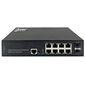 Управляемый L2 коммутатор Ethernet: 8 портов 10/100/1000TX PoE+ (30 Вт/порт, бюджет 120 Вт) + 2 порта 100/1000 SFP, 100…240 VAC, −20…+55°С  – ТА