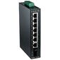 EX42917-3, промышленный неуправляемый Gigabit коммутатор 7 портов 10/100/1000TX + 1 порт 1000SX MM 550м SC, −40…+75°С, Порты Gigabit TX: 7, Порты Gigabit оптика: Multi-mode SX (1 порт), Оптические разъемы SX/LX/BX: SC  – ТА