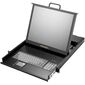 19" KVM консоль управления AMK801: монитор 19" + клавиатура с тачпадом, 1 вход VGA+PS2 (без KVM), single rail, Диагональ экрана: 19", Яркость: 300 нит, Сенсорный экран: нет, Интерфейс: VGA+PS/2, KVM-переключатель: 1 порт, Питание: 220 VAC  – ТА